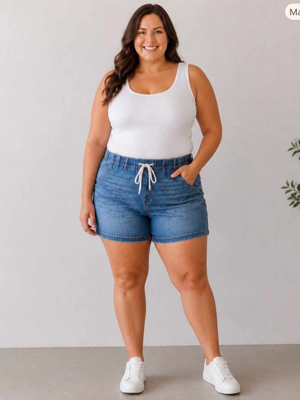 Judy Blue Light Blue Feather Weight Denim Drawstring Shorts Cotton Hemp Blend